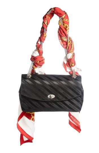 Balenciaga Medium Lock Round Logo Shoulder Bag With Silk Scarf - None