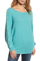 Women's Caslon Lace-up Sleeve Sweater - Green