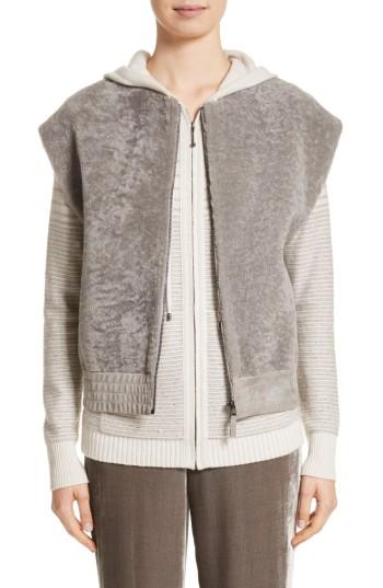 Women's St. John Collection Genuine Shearling Vest, Size - Grey