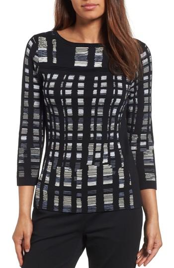 Petite Women's Nic+zoe Crystal Cove Sweater P - Black