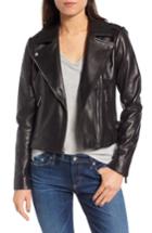 Women's Michael Michael Kors Buckle Detail Leather Moto Jacket