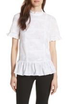 Women's Kate Spade New York Clipped Butterfly Flounce Top - White