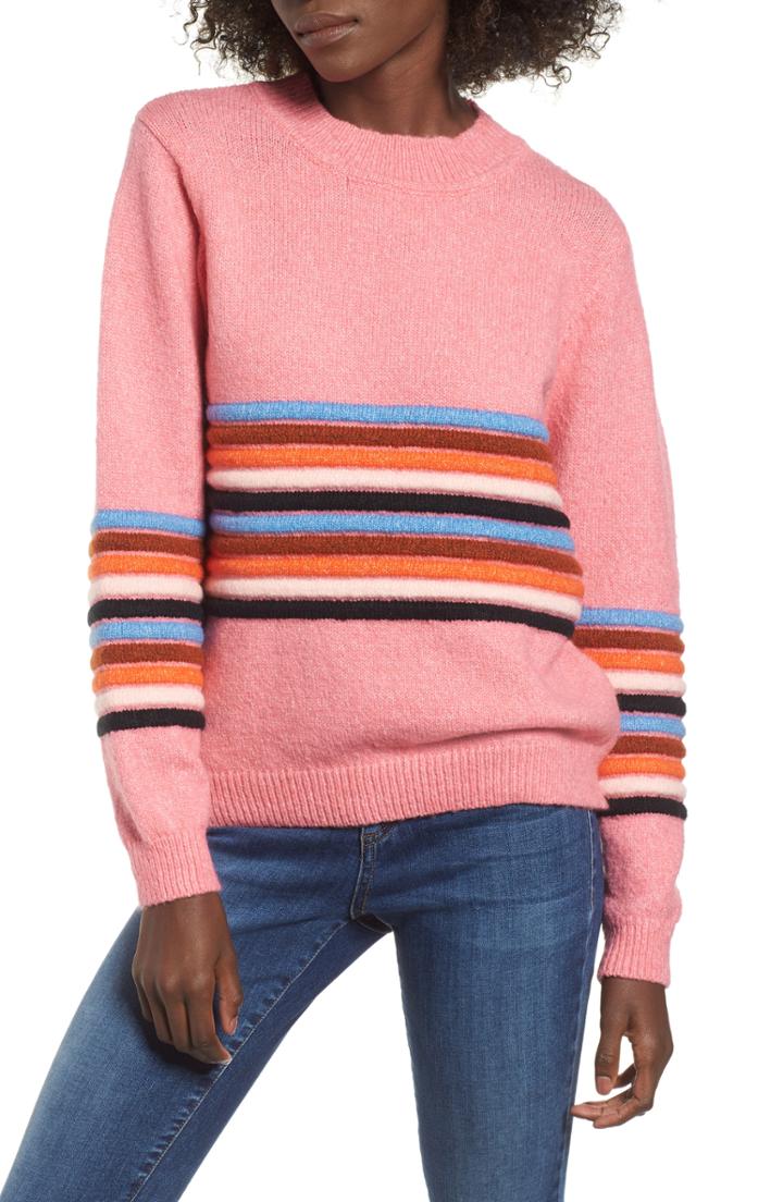 Women's Love By Design Textured Stripe Sweater - Pink