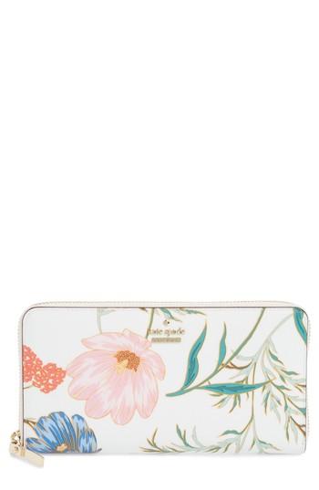 Women's Kate Spade New York Cameron Street - Blossom Lacey Faux Leather Wallet - White