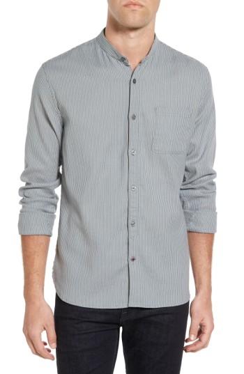 Men's John Varvatos Star Usa Trim Fit Stripe Band Collar Sport Shirt - Grey