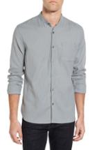 Men's John Varvatos Star Usa Trim Fit Stripe Band Collar Sport Shirt - Grey