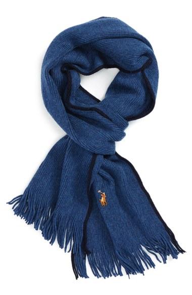 Men's Polo Ralph Lauren Merino Wool Scarf, Size - Blue