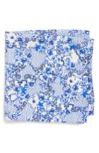 Men's Eton Floral Tile Silk Pocket Square, Size - Blue