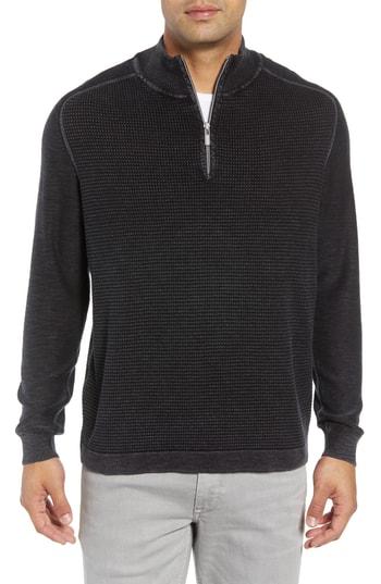 Men's Tommy Bahama Island Tide Half Zip Pullover - Black