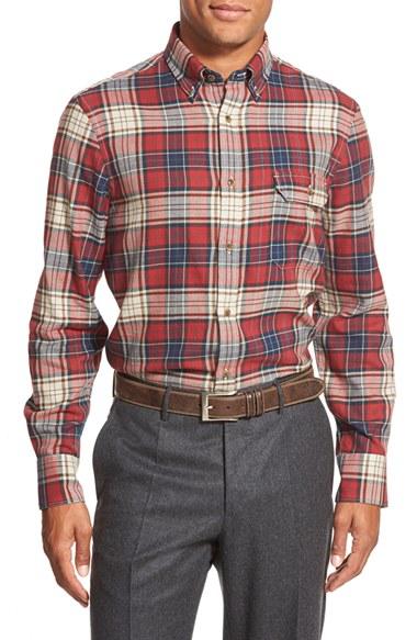 Men's Nordstrom Men's Shop Fit Plaid Flannel Sport Shirt