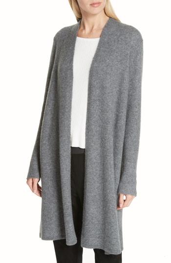 Women's Eileen Fisher Cashmere Silk Blend Open Cardigan, Size - Grey