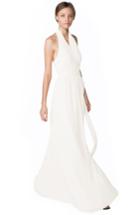 Women's Ceremony By Joanna August 'amber' Side Tie Chiffon Halter Gown, Size - Ivory