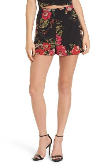 Women's Leith Floral Print High Waist Shorts - Black