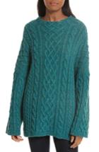 Women's Milly Oversize Fisherman Cable-knit Sweater, Size - Blue/green