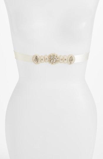 Women's Tiffany Rose Aurelia Crystal Silk Sash, Size - Ivory