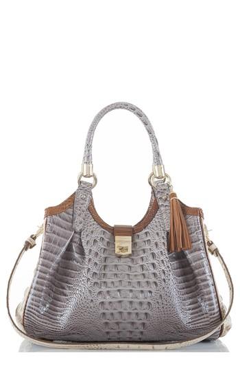 Brahmin Elisa Croc Embossed Leather Shoulder Bag - Grey