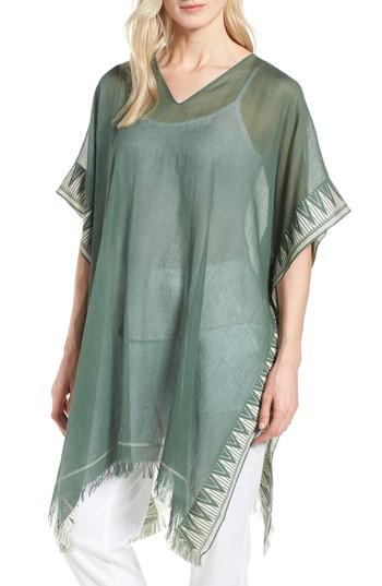 Women's Eileen Fisher Organic Cotton Poncho, Size - Green