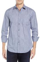 Men's Bugatchi Shaped Fit Speckled Sport Shirt, Size - Grey