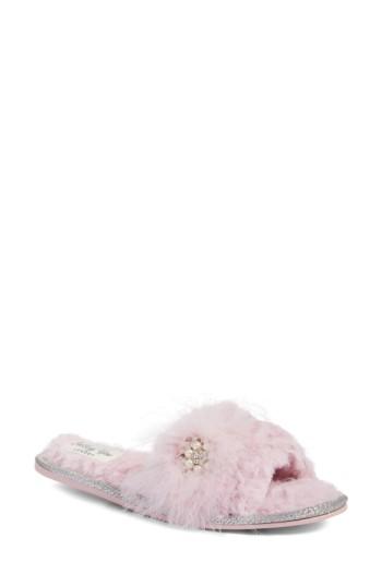 Women's Pretty You London Embellished Bridal Slide Slippers - Pink