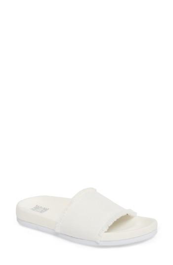 Women's Jane And The Shoe Kelsey Frayed Edge Slide Sandal M - White