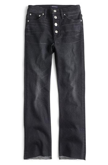 Women's J.crew Billie Exposed Buttons Demi-boot Crop Jeans - Black