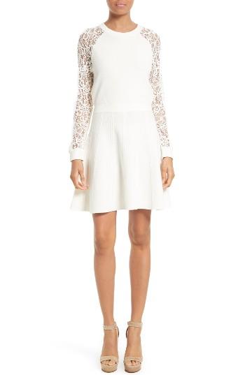 Women's Alice + Olivia Blake Lace Sleeve Sweater Dress