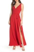 Women's Fame And Partners The Dinah Georgette Wrap Gown - Red