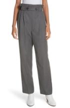 Women's Helmut Lang Paperbag Waist Wool Gabardine Pants - Grey