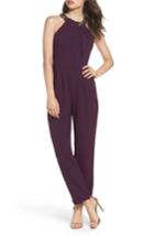 Petite Women's Eliza J Crystal Pleated Neck Jumpsuit P - Purple
