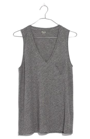 Women's Madewell Whisper Cotton V-neck Tank - Green