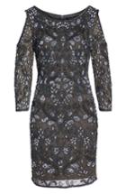 Petite Women's Pisarro Nights Embellished Mesh Sheath Dress P - Grey