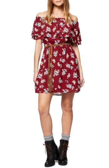 Women's Sanctuary Skylar Off The Shoulder Floral Dress - Red