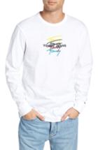 Men's Tommy Jeans Repeat Signature Embroidered Long Sleeve T-shirt - White