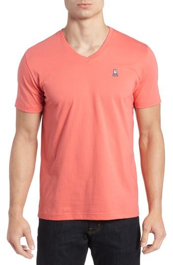 Men's Psycho Bunny V-neck T-shirt (m) - Coral
