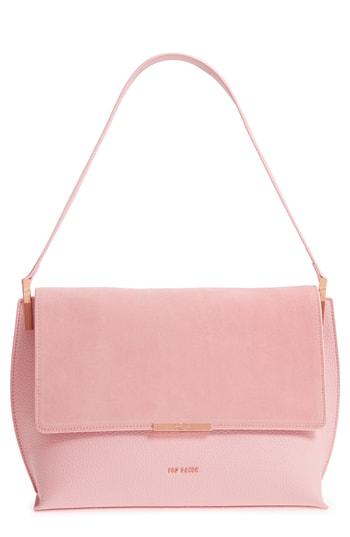 Ted Baker London Katlynn Suede & Leather Shoulder Bag - Pink