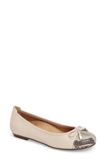 Women's Vionic 'minna' Leather Flat M - Beige