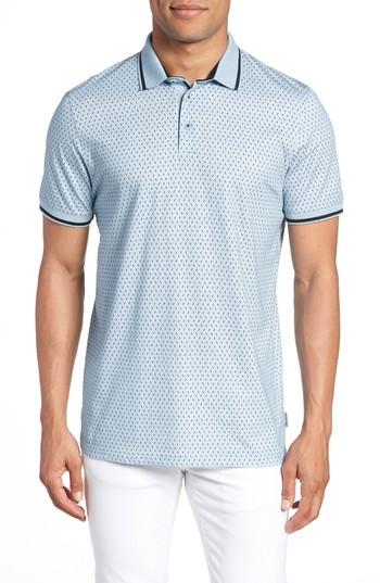 Men's Ted Baker London Abot Trim Fit Print Polo (m) - Blue