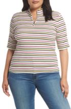 Women's Bp. Stripe Zip Neck Rib Top