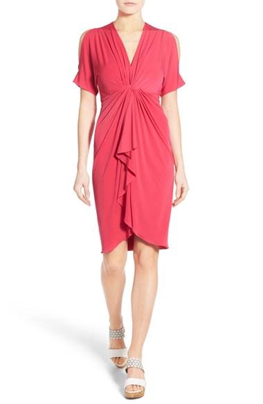 Women's Catherine Catherine Malandrino 'emily' Cold Shoulder Twist Front Dress - Pink