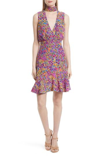 Women's Saloni Fleur Print Silk Dress - Purple