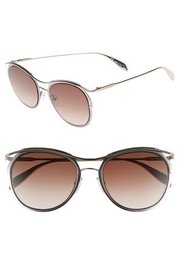 Women's Alexander Mcqueen 54mm Gradient Round Sunglasses - Ruthenium