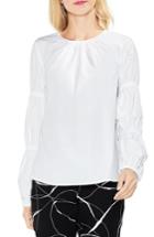 Women's Vince Camuto Smocked Poplin Shirt, Size - White