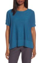 Petite Women's Eileen Fisher Tencel & Merino Wool Top, Size P - Blue/green