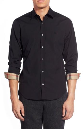 Men's Burberry Cambridge Aboyd Sport Shirt, Size - Black