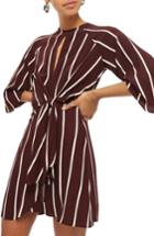 Women's Topshop Stripe Knot Front Minidress Us (fits Like 2-4) - Burgundy