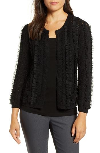 Women's Nic + Zoe Ruffled Up Cardigan - Black