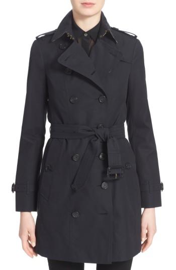 Women's Burberry Sandringham Mid Slim Trench Coat - Blue