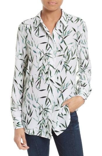 Women's Equipment Essential Print Silk Shirt - White