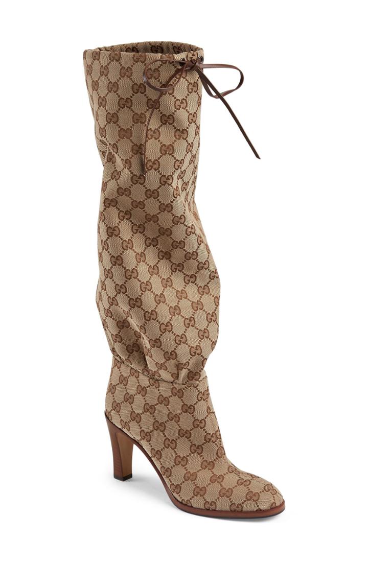 Women's Gucci Lisa Monogram Cinch Boot .5us / 34.5eu - Beige