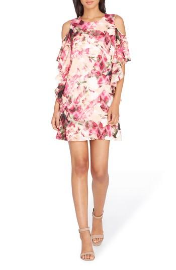 Women's Tahari Cold Shoulder Ruffle Dress - Pink